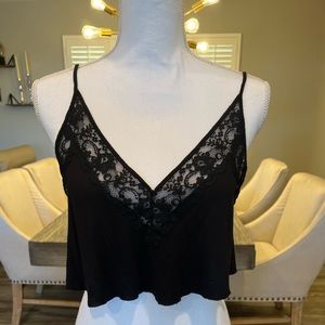 Black strapless top with lace on top size s
